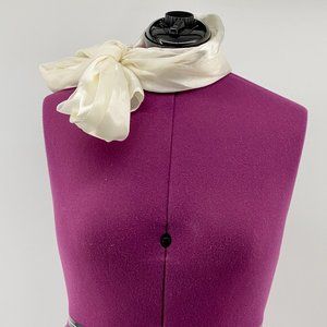 Cream Satin and Polyester Sheer Scarf